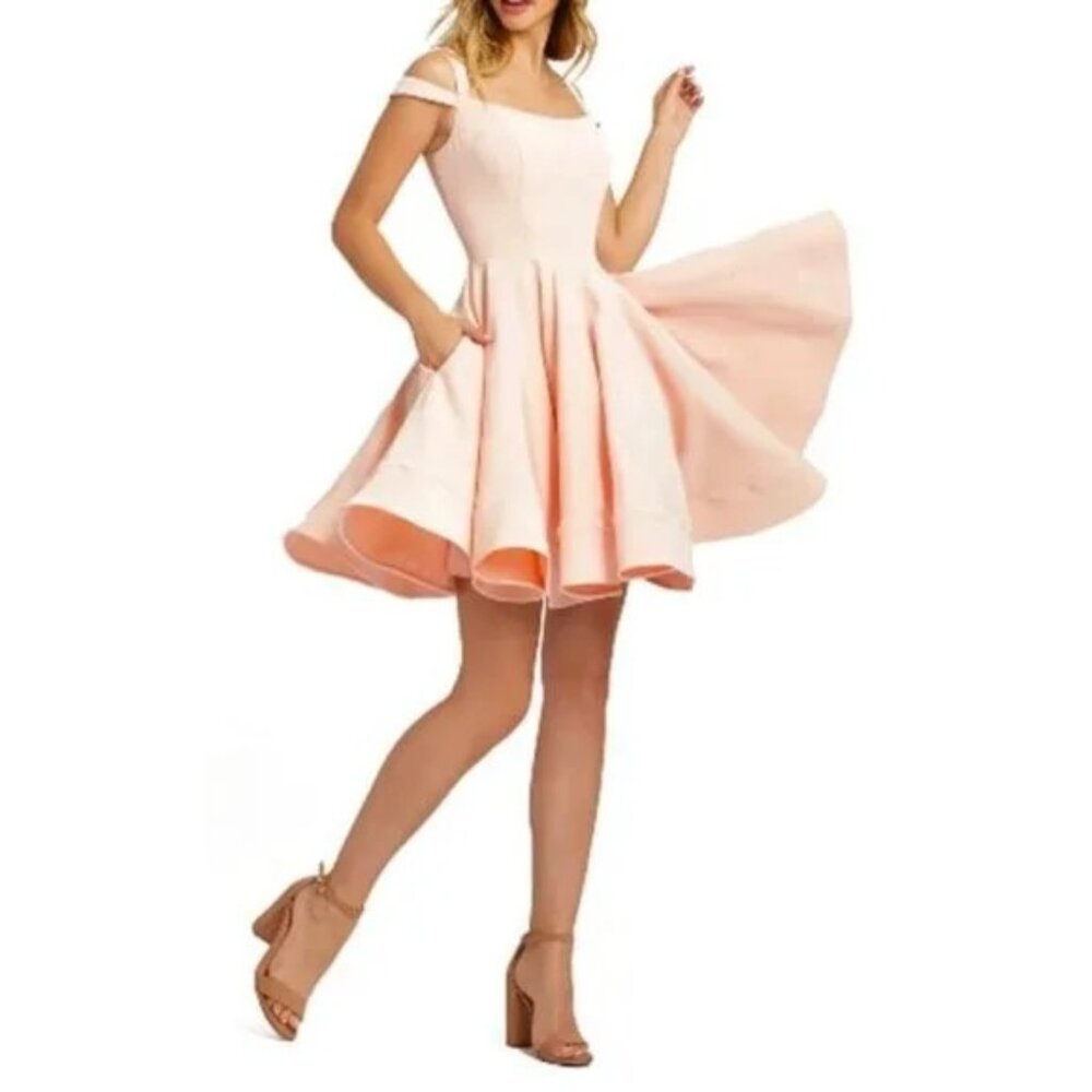 Ieena for Mac Duggal Style 260771 Fit and Flare Dress in Blush Pink